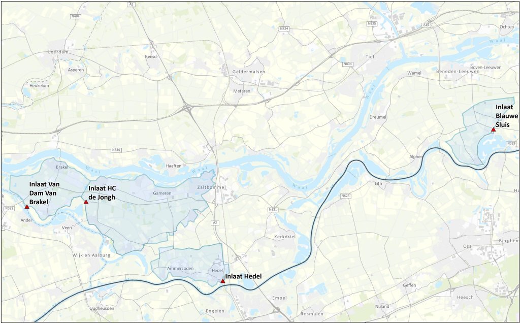 Locaties met hoge concentraties blauwalg (29-9). In het binnendijkse peilgebied kan blauwalg voorkomen.